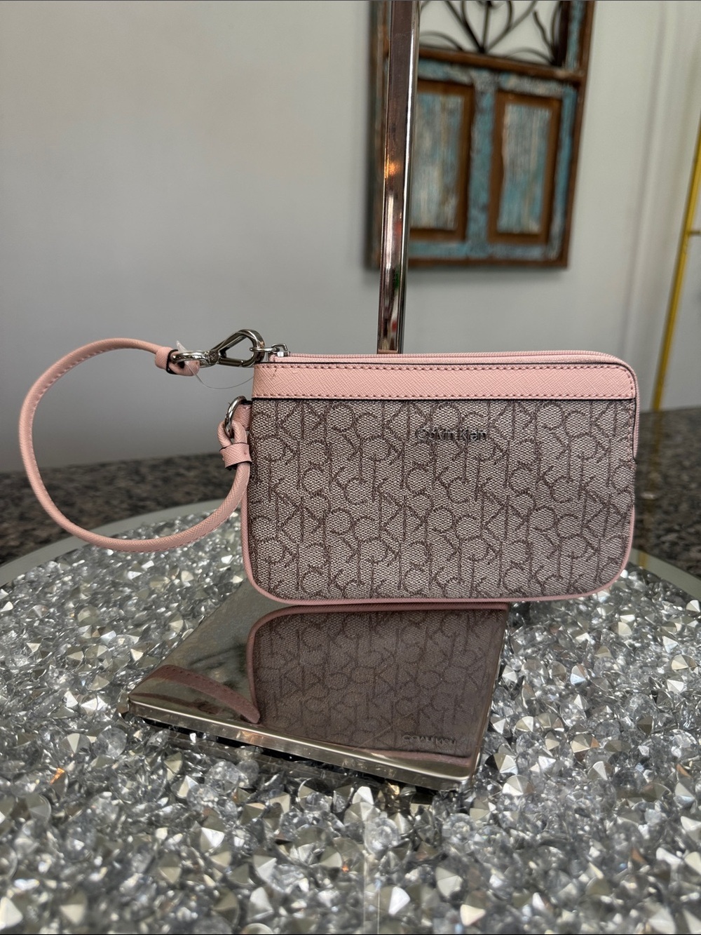 Calvin Klein Pink Monogram Signature Wristlet NWOT